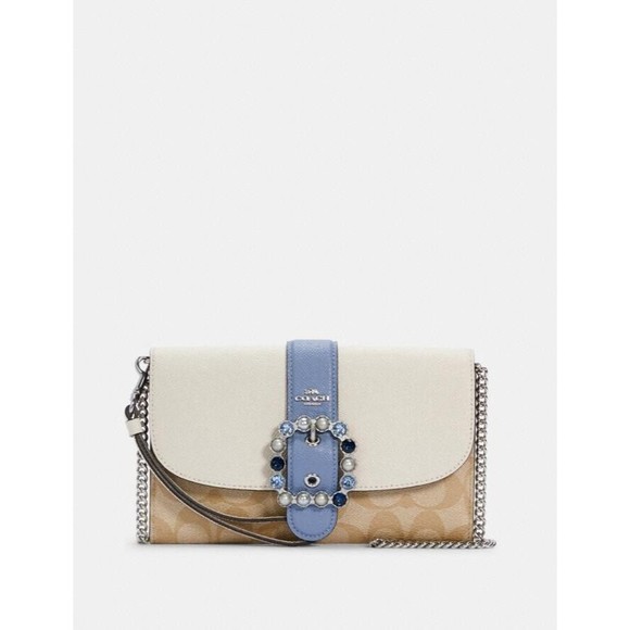 NWT Coach C1484 Gemma Clutch Crossbody In Colorblock Signature Canvas Org $288 - Picture 6 of 9